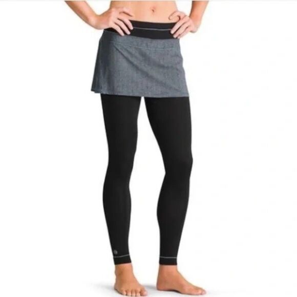 Athleta Skirted Leggings Grey Black Active Athletic XS Workout Herringbone - Picture 1 of 10